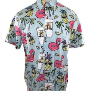 BUC-EE'S Beaver Flamingo Pineapple Hawaiian Aloha Mens Small Shirt